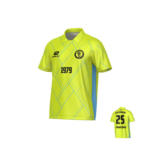 Plaid Collared Jersey - Neon Yellow