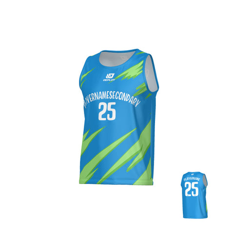 Sharp Sports Singlet - Blue & Neon Green
