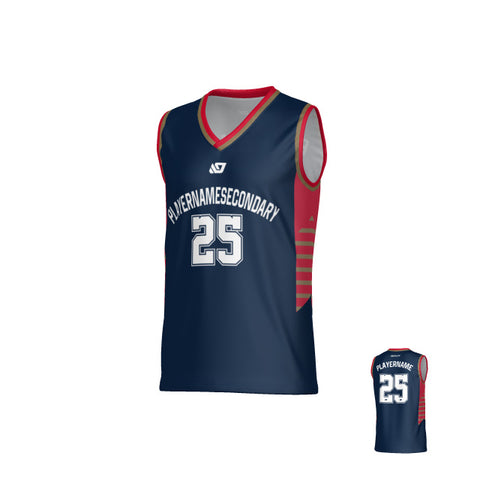 Banner Basketball Jersey - Navy & Red
