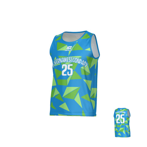 Shards Sports Singlet - Blue & Neon Green