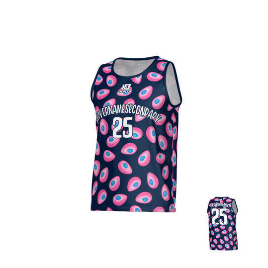 Avocado Sports Singlet - Navy & Pink