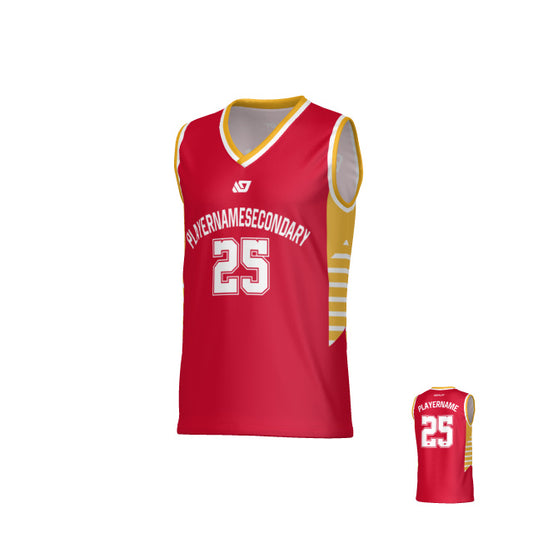Banner Basketball Jersey - Red & Yellow