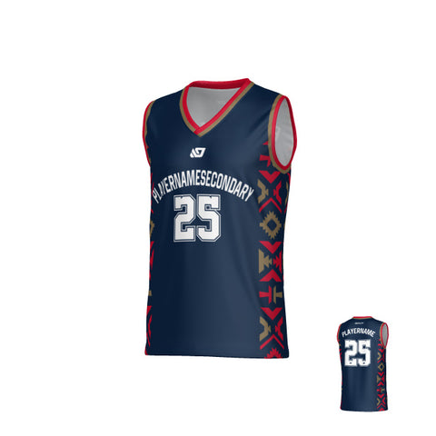 Tribal Basketball Jersey - Navy & Red