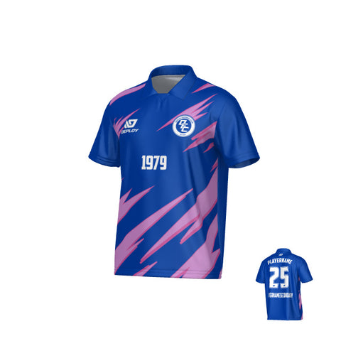 Sharp Collared Jersey - Royal Blue & Purple