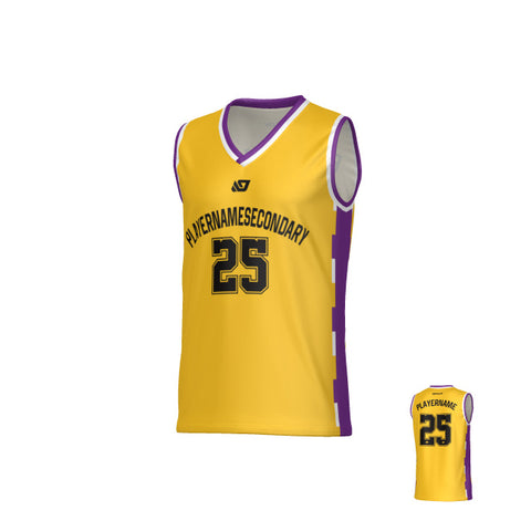 Pixel Basketball Jersey - Yellow & Purple