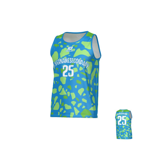 Pebbles Sports Singlet - Blue & Neon Green