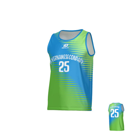 Comb Sports Singlet - Blue & Neon Green