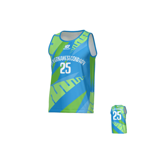 Fern Sports Singlet - Blue & Neon Green