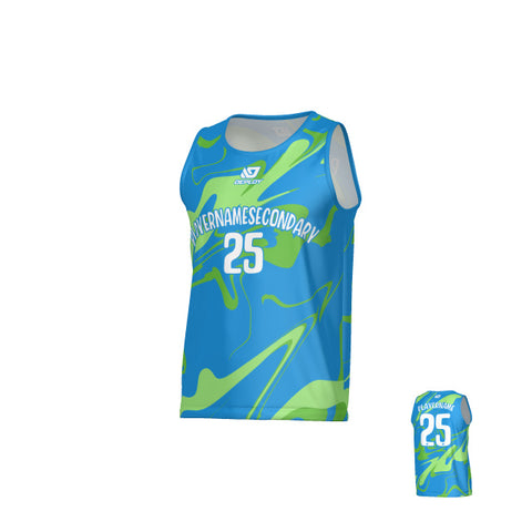 Marble Sports Singlet - Blue & Neon Green