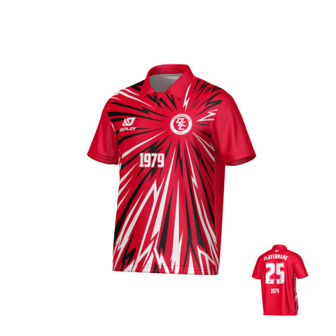 Burst Collared Jersey - Red
