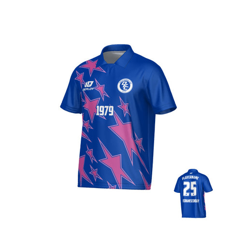 Stars Collared Jersey - Royal Blue & Purple