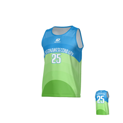 Curve Sports Singlet - Blue & Neon Green