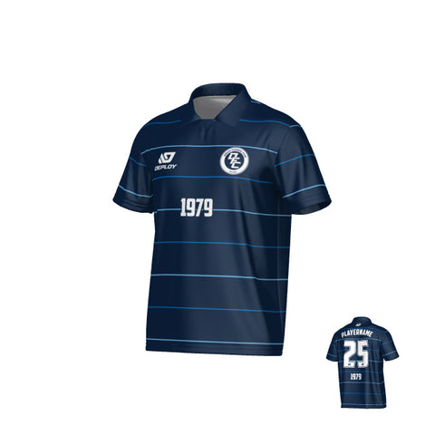 Grid Collared Jersey - Navy & Sky Blue