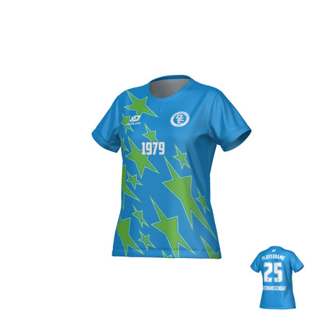 Stars Womens Jersey - Blue & Neon Green