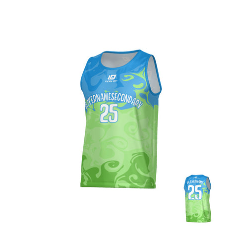 Smoke Sports Singlet - Blue & Neon Green
