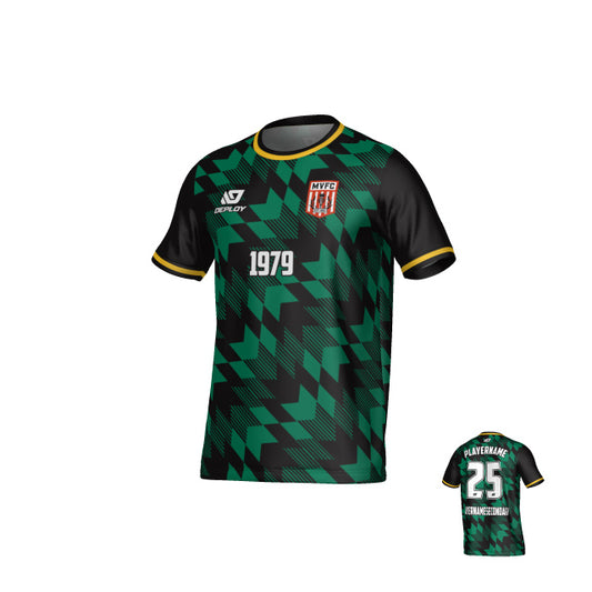 MOSS VALE FC SUMMER - LEAVES - BLACK & GREEN