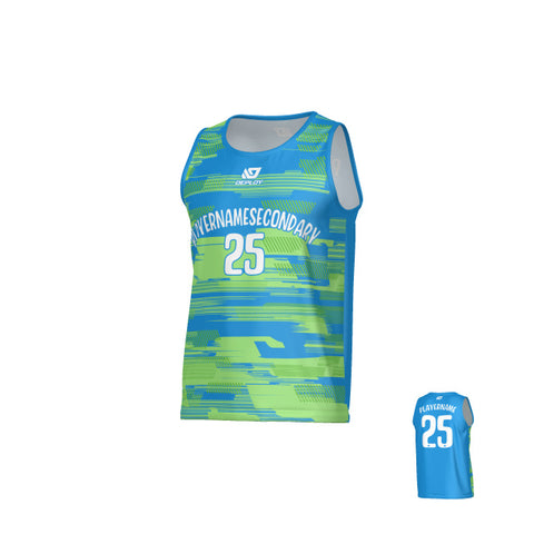 Glitch Sports Singlet - Blue & Neon Green
