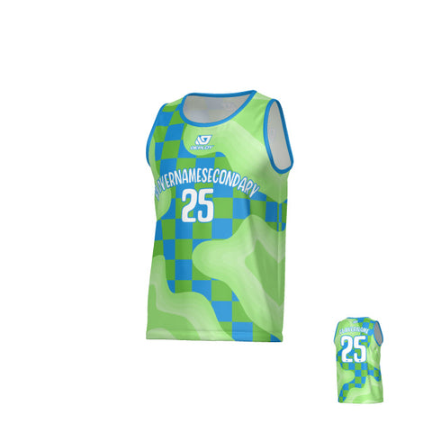 Spill Sports Singlet - Blue & Neon Green