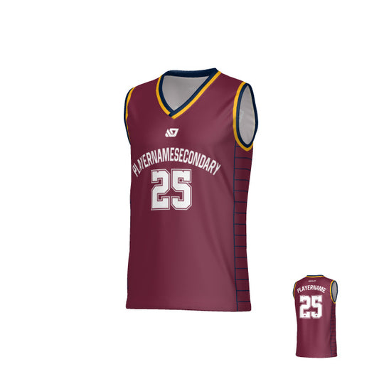 Grid Basketball Jersey - Maroon & Navy