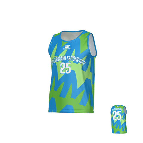 Mirage Sports Singlet - Blue & Neon Green