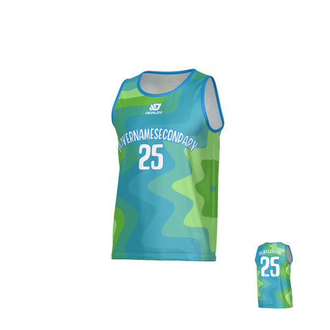 Splat Sports Singlet - Blue & Neon Green