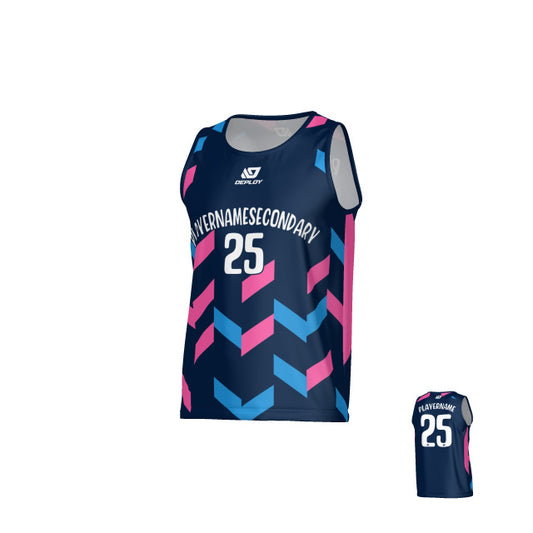 Arrows Sports Singlet - Navy & Pink
