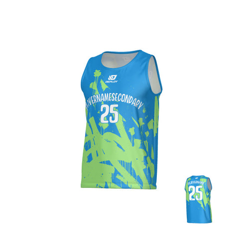 Paint Sports Singlet - Blue & Neon Green