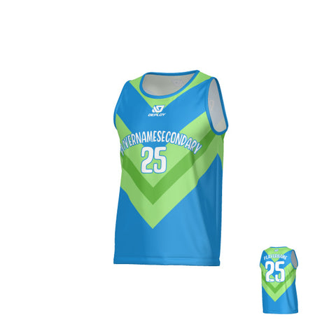 Chevron Sports Singlet - Blue & Neon Green