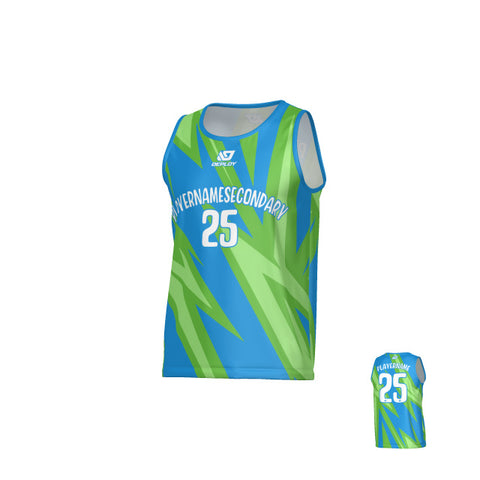 Strike Sports Singlet - Blue & Neon Green