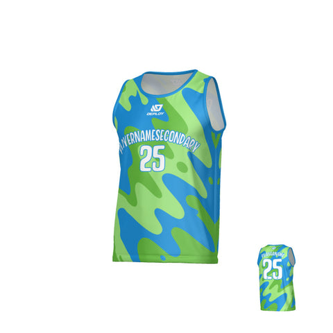 Liquid Sports Singlet - Blue & Neon Green