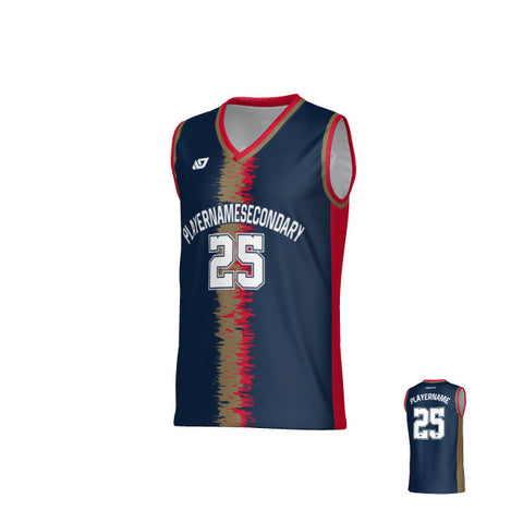 Static Basketball Jersey - Navy & Red