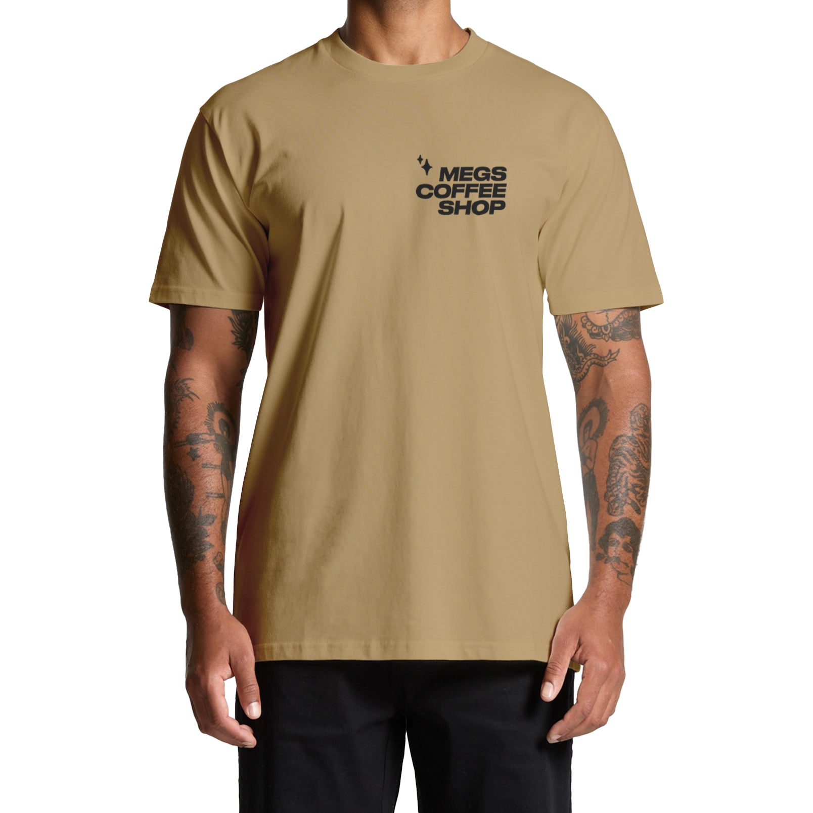 Megs Coffee Shop - T-Shirt - Tan Deploy Football