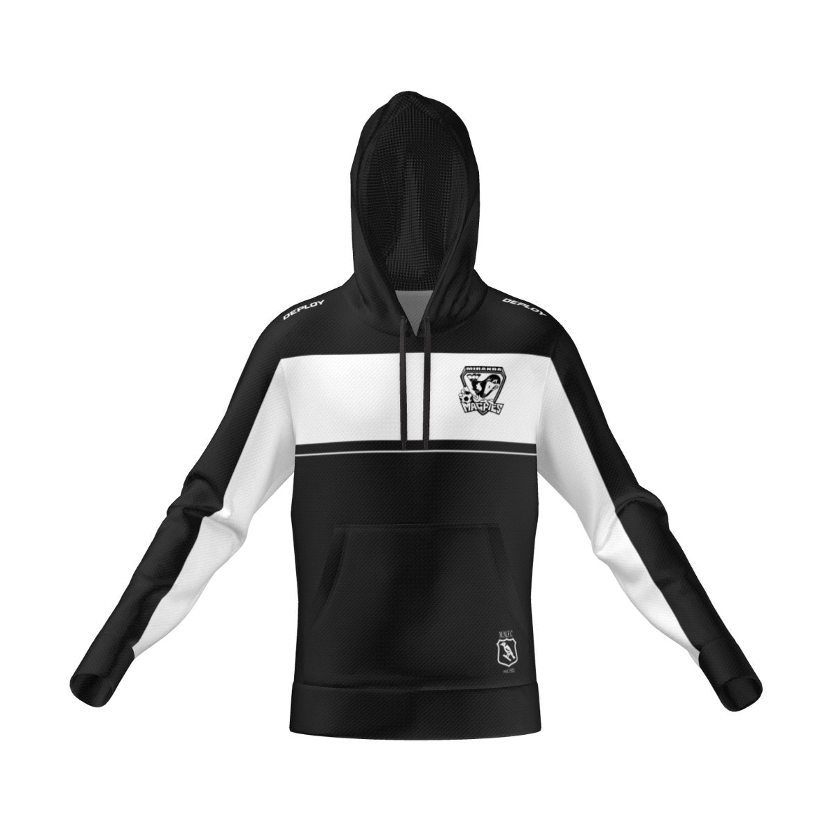 Miranda Magpies FC - Versa Hoodie - Black & White - Unisex & Womens Deploy Football